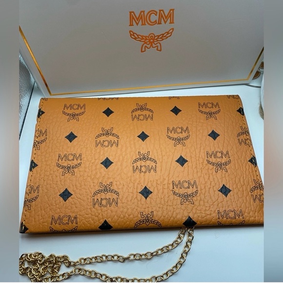 MCM Tan Leather Chain Bag